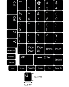 N6 Stickers touches - kit moyen - fond noir - 12,5:10,5mm