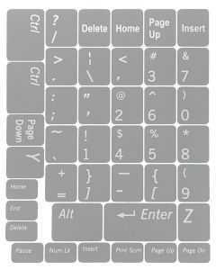 N48 Autocollants pour Clavier - Fond Gris Clair - Ensemble Moyen - 12,5mm x 10,5mm