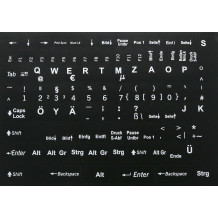 N10 Stickers clés - Allemand - kit grande - fond noir - 13:10mm