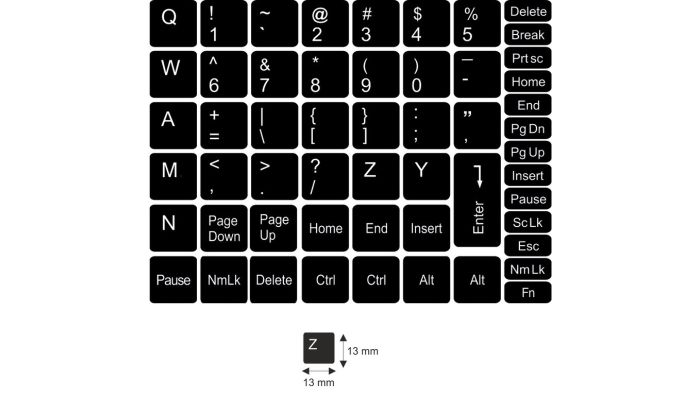 N3 Stickers touches - kit moyen - fond noir - 13:13mm