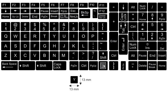 N12 Stickers touches - gros kit - fond noir - 13:13mm